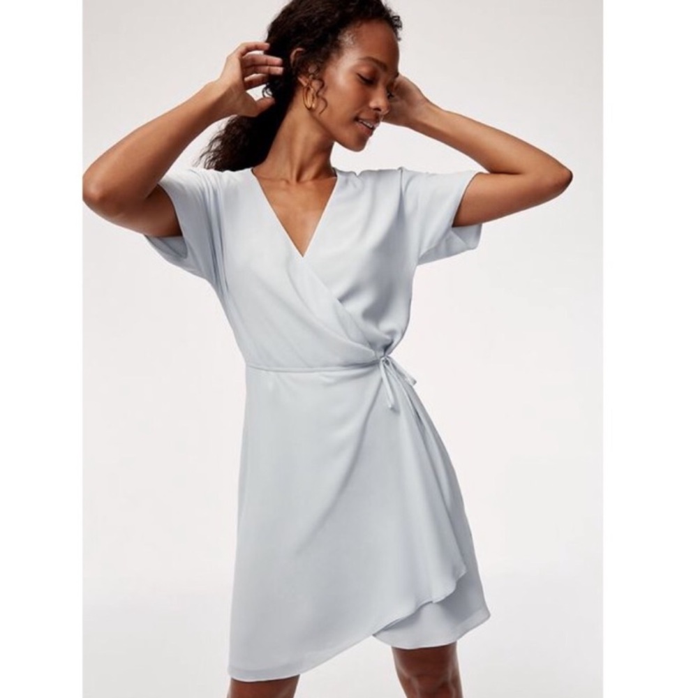 Aritizia Babaton Wallace Wrap Dress Light Blue